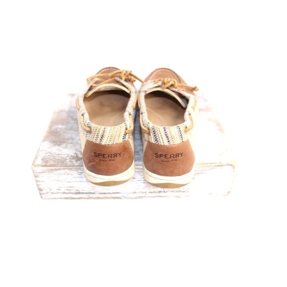 Sperry Canvas Leather Top Sider Women's 10 M Brown Tan Lace Up Boat Shoe Casual - Picture 5 of 10